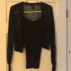 Sweaterworks Black cami & sequins sweater set (M)